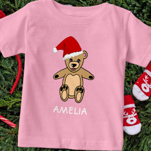 T-shirt Pour Bébé Bear en peluche mignonne avec le chapeau de Noël