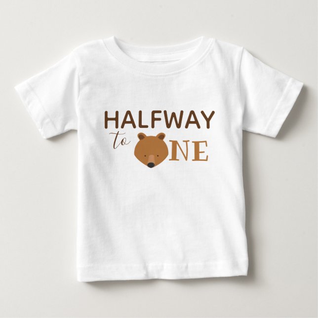 T-shirt Pour Bébé Bear mignonne demi-anniversaire (Devant)