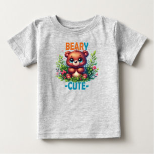 T-shirt Pour Bébé Béary Mignonne. Caricature de Teddy Bear souriante