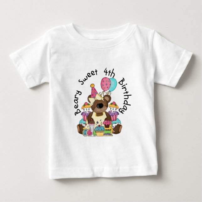 T-shirt Pour Bébé Beary Sweet 4e anniversaire (Devant)