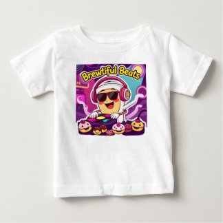 T-shirt Pour Bébé "Beats Brewtits - Sticker DJ Coffee Cup Cartoon"