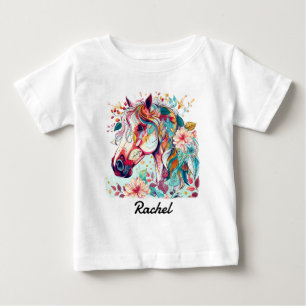 T-shirt Pour Bébé Beau Cheval Coloré