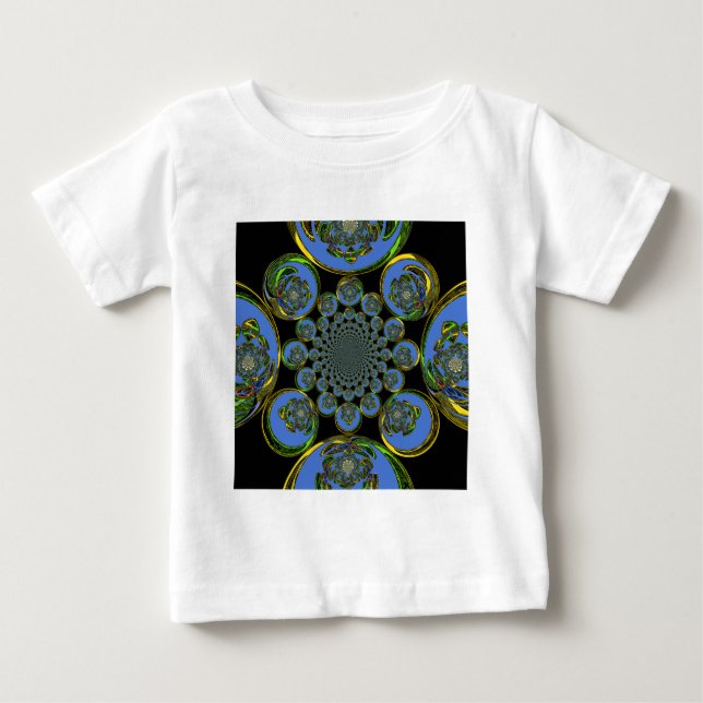 T-shirt Pour Bébé Beau cool royal bleu noir kaléidoscope art (Devant)