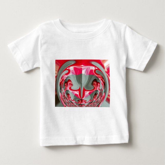 T-shirt Pour Bébé beau motif géométrique gris cendré rouge design AR (Devant)