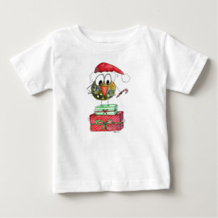 T-shirt Pour Bébé Beau Oiseau de Noël Whimsical