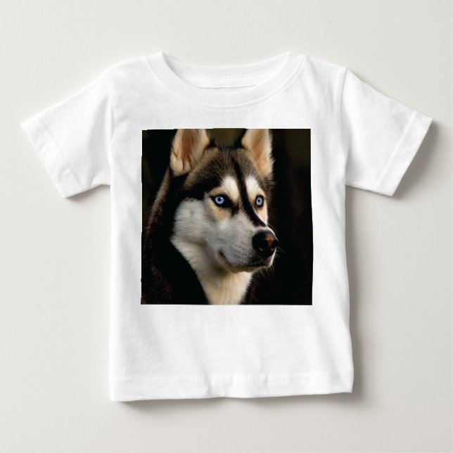T-shirt Pour Bébé Beau Oreiller Husky Lrow (Devant)