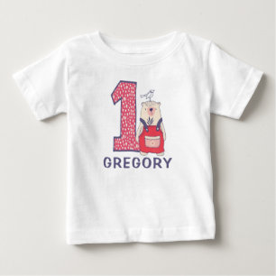 T-shirt Pour Bébé Beau ours premier anniversaire avec nom
