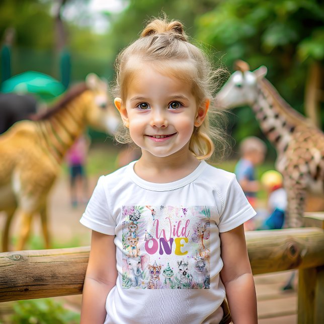 T-shirt Pour Bébé Beaux Animaux Safari Sauvage Un Anniversaire (Créateur téléchargé)
