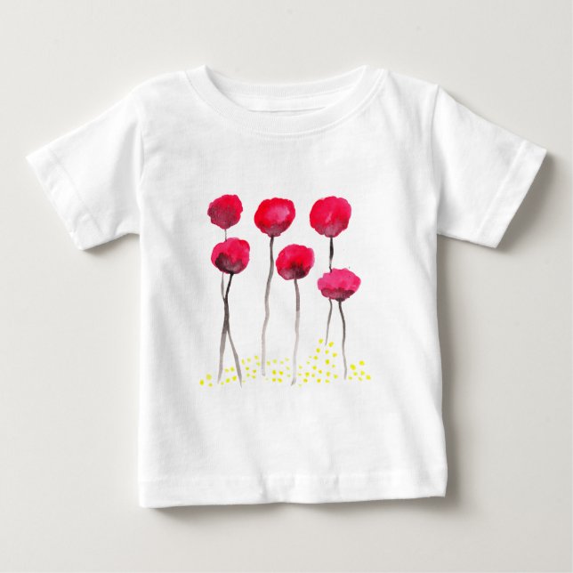 T-shirt Pour Bébé Beaux pavots d'aquarelle (Devant)