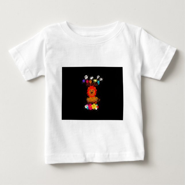 T-shirt Pour Bébé Bébé adorable Lion Art Design Motif (Devant)