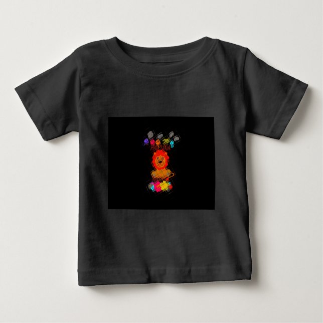 T-shirt Pour Bébé Bébé adorable Lion Art Design Motif (Devant)
