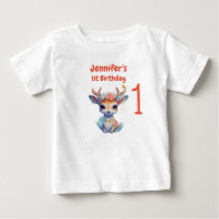 Bébé Cerf avec Antlers et Fleur 1er anniversaire