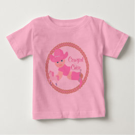 T-shirt Pour Bébé Bébé Cowgirl Chapeau Rose Bottes et Cheval