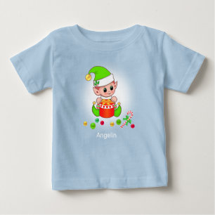 T-shirt Pour Bébé Bébé de Noël mignon Elf & Confetti