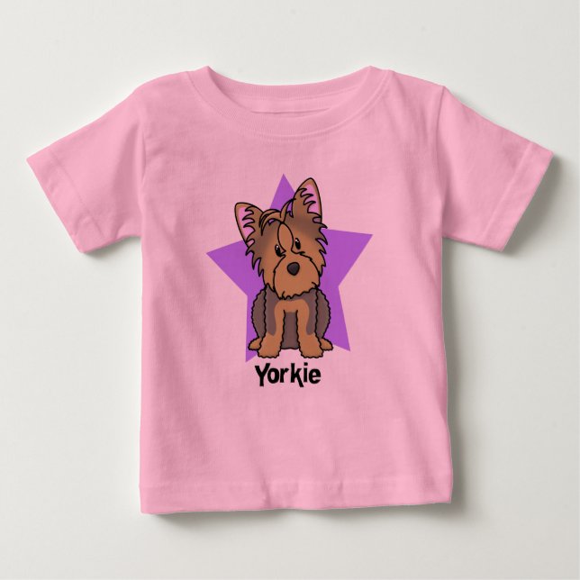 T-shirt Pour Bébé Bébé de Yorkshire Terrier d'étoile de Kawaii (Devant)