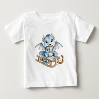 T-shirt Pour Bébé Bébé dragon d'hiver sur traîneau à eau vacances