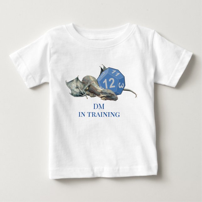 T-shirt Pour Bébé Bébé Dragon DM dans l'entraînement Dice Rôle Jeu (Devant)