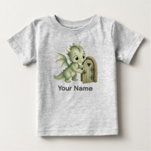 T-shirt Pour Bébé Bébé dragon fantaisiste personnalisé ouvrant la po