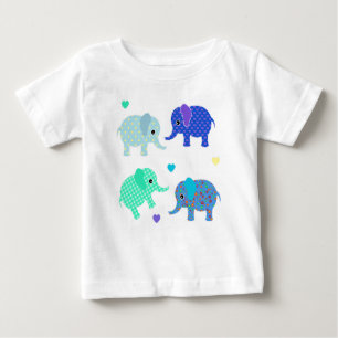 T-shirt Pour Bébé Bébé Eléphants Bleu et Vert