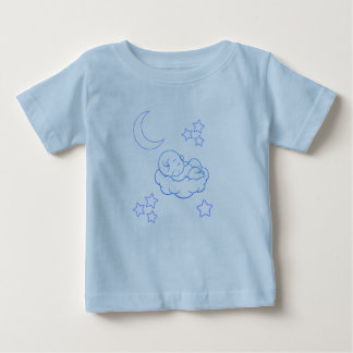 T-shirt Pour Bébé Bébé endormi sur un nuage bleu bébé 