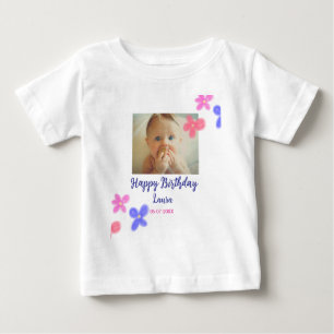 T-shirt Pour Bébé Bébé enfants 1er anniversaire ajouter le nom date 