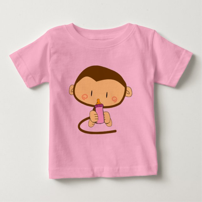 T-shirt Pour Bébé Bébé Fille Singe (Devant)