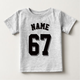 T-shirt Pour Bébé Bébé gris et noir   Sports Jersey