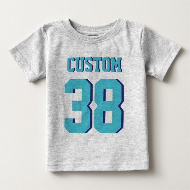 T-shirt Pour Bébé Bébé gris et turquoise | Design Jersey Sport (Devant)