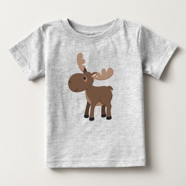 T-shirt Pour Bébé Bébé mignon animal d'orignal (Devant)