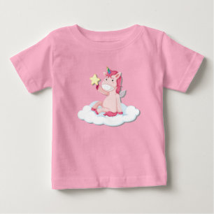 T-shirt Pour Bébé Bébé mignon fille Unicorn rose