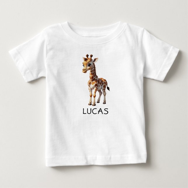 T-shirt Pour Bébé Bébé mignon Giraffe Animaux Enfants Personnaliser (Devant)