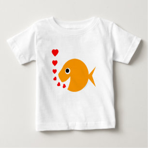 T-shirt Pour Bébé Bébé mignon poisson d'or souffler des baisers comm