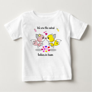 T-shirt Pour Bébé Bébé mignon renards s'embrasser avec des imprimés 
