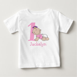 T-shirt Pour Bébé Bébé mignonne caricature 1er anniversaire