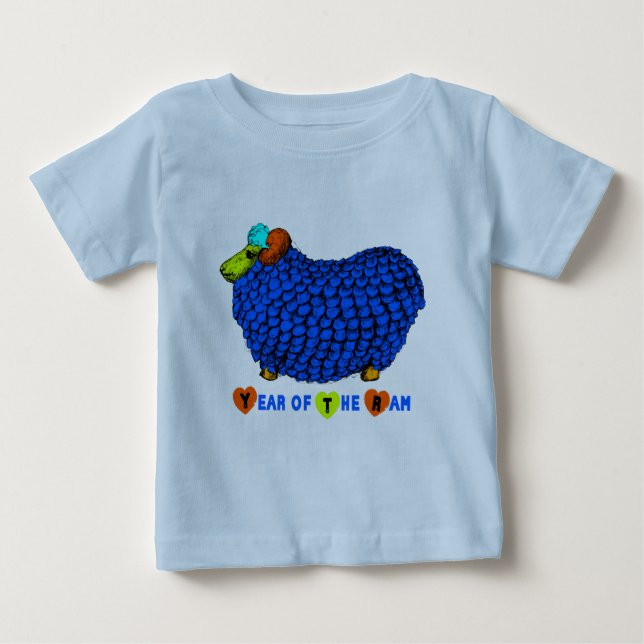 T-shirt Pour Bébé Bébé Né en chèvre bélier Année Bodysuit bleu (Devant)