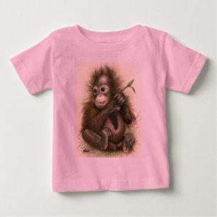 T-shirt Pour Bébé Bébé orang-outan avec des feuilles