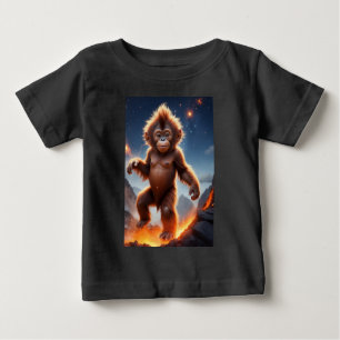 T-shirt Pour Bébé Bébé Orangoutan et Volcano