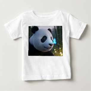 T-shirt Pour Bébé Bébé Panda et Papillon Bleu Lumineux