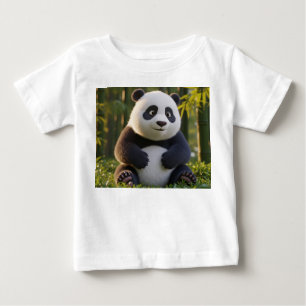T-shirt Pour Bébé Bébé panda hyperréaliste dans une forêt de bambou