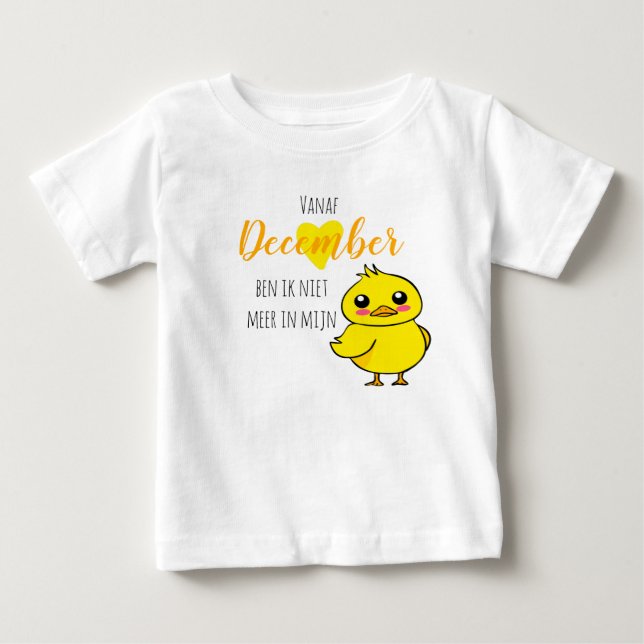 T-shirt Pour Bébé Bébé révéler Niet meer in mijn eendje schattig (Devant)