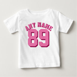 T-shirt Pour Bébé Bébé rose et blanc   Sports Jersey