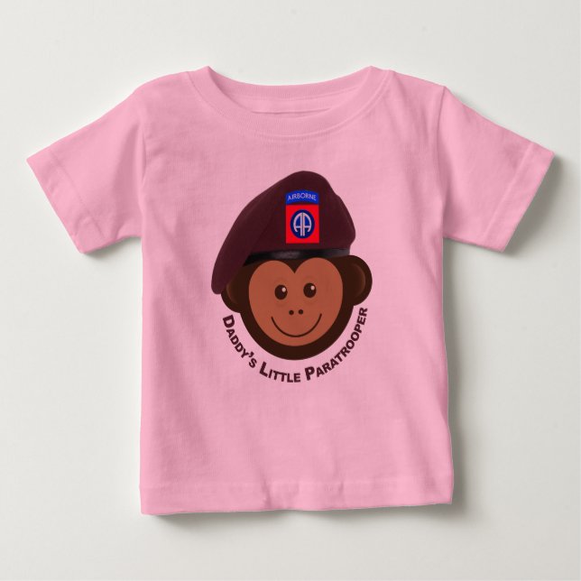 T-shirt Pour Bébé Bébé singe "Le petit parachutiste de papa" (Devant)