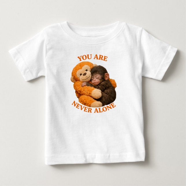 T-shirt Pour Bébé Bébé singe mignon Punch avec un singe en peluche - (Devant)