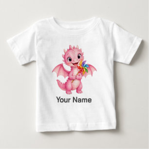 T-shirt Pour Bébé Bébé Tourbillon de Dragon Fantaisie Rose Personnal