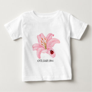 T-shirt Pour Bébé Bébés coccinelle aquarelle mignonne sur fleur de l