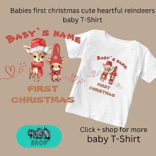 T-shirt Pour Bébé Bébés d'abord noël de mignons rennes chaleureux