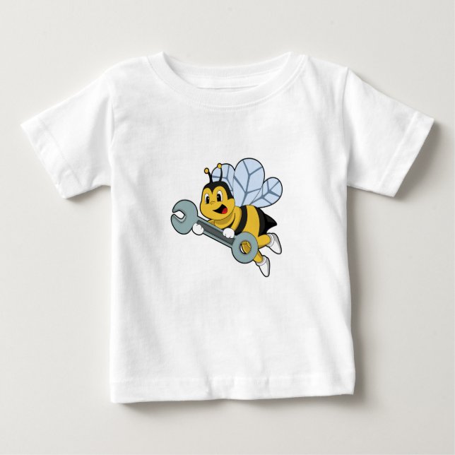 T-shirt Pour Bébé Bee as Mechanic with Wrench (Devant)