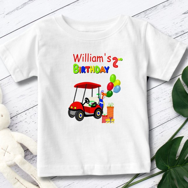 T-shirt Pour Bébé Belle 2e anniversaire Red Golf Cart Boy's (Créateur téléchargé)