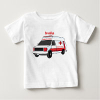 Belle ambulance rouge caricature van