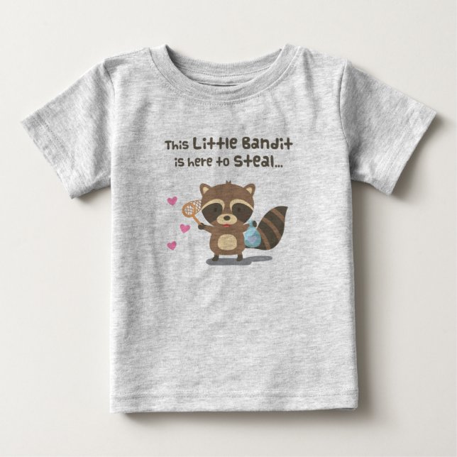 T-shirt Pour Bébé Belle Amour Masqué Bandit Raccoon Pour Bébés (Devant)